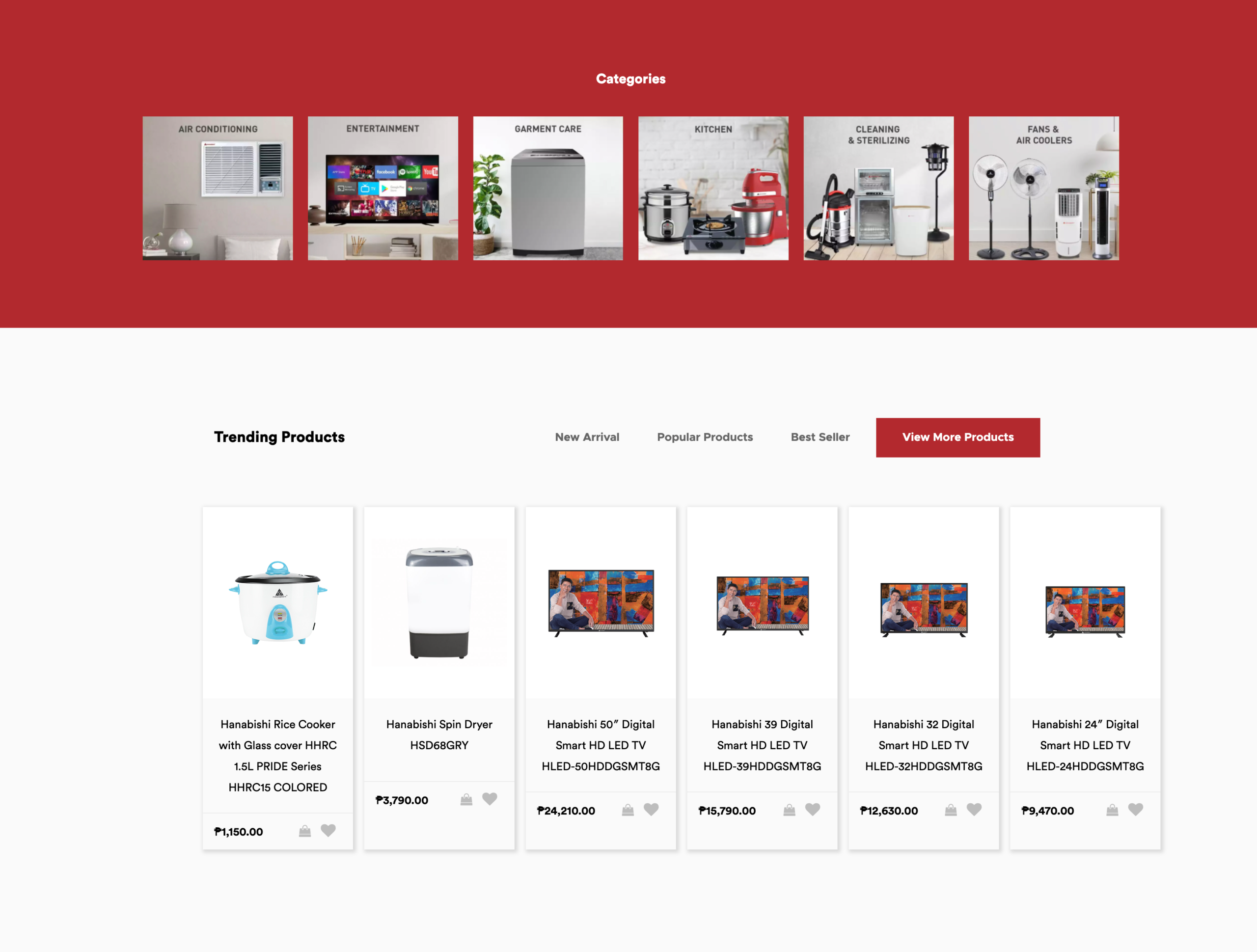 Home Appliance Website • Product Catalog